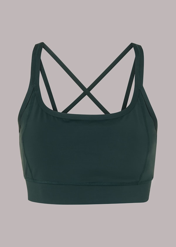 Khaki Cross Back Sports Bra